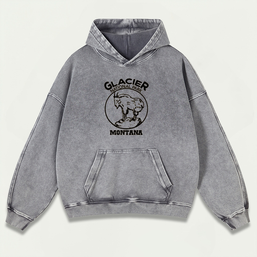 Glacier National Park Vintage Premium Heavyweight Trail Hoodie-HikeVista