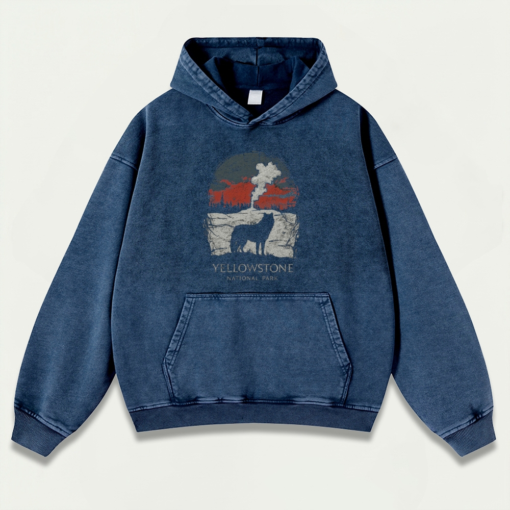 Yellowstone National Park Vintage Premium Heavyweight Trail Hoodie-HikeVista