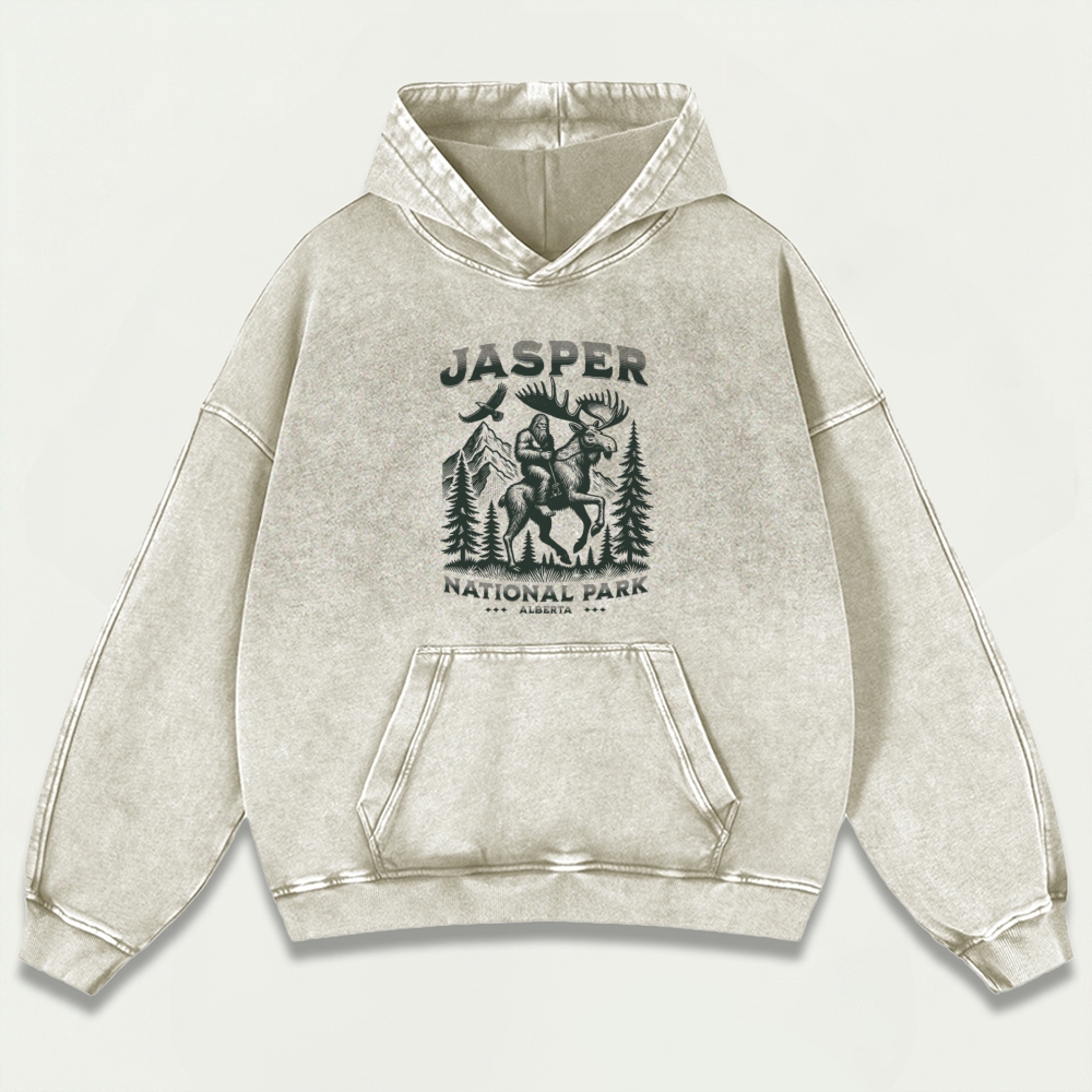 Jasper National Park Vintage Premium Heavyweight Trail Hoodie-HikeVista