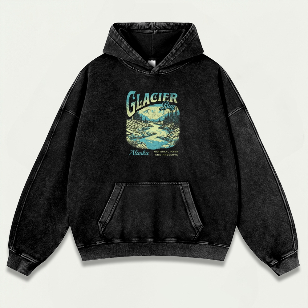 Glacier National Park Vintage Premium Heavyweight Trail Hoodie-HikeVista