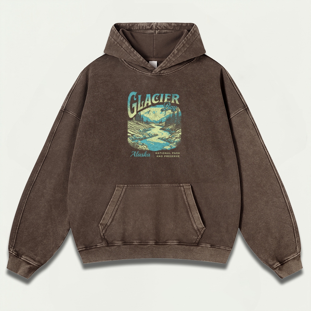 Glacier National Park Vintage Premium Heavyweight Trail Hoodie-HikeVista