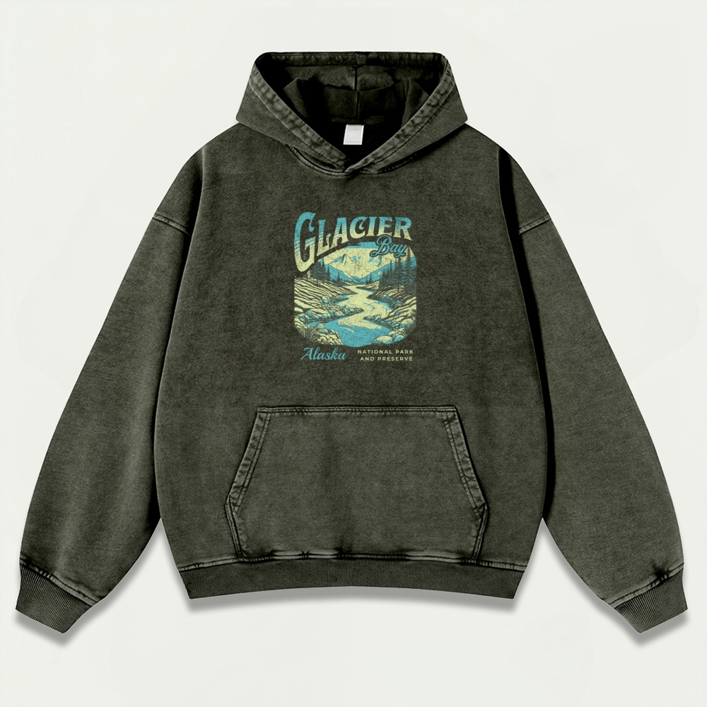 Glacier National Park Vintage Premium Heavyweight Trail Hoodie-HikeVista