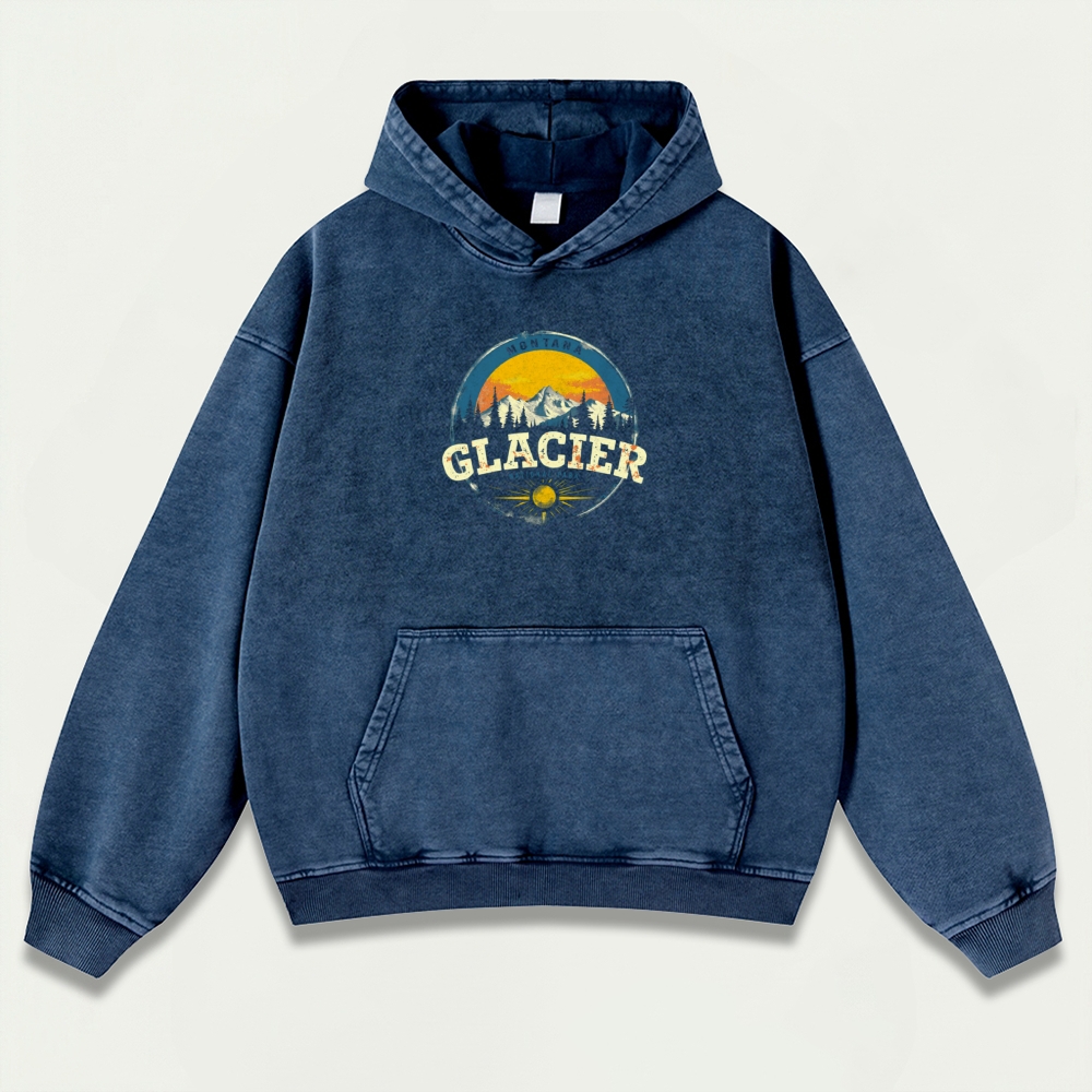 Glacier National Park Vintage Premium Heavyweight Trail Hoodie-HikeVista