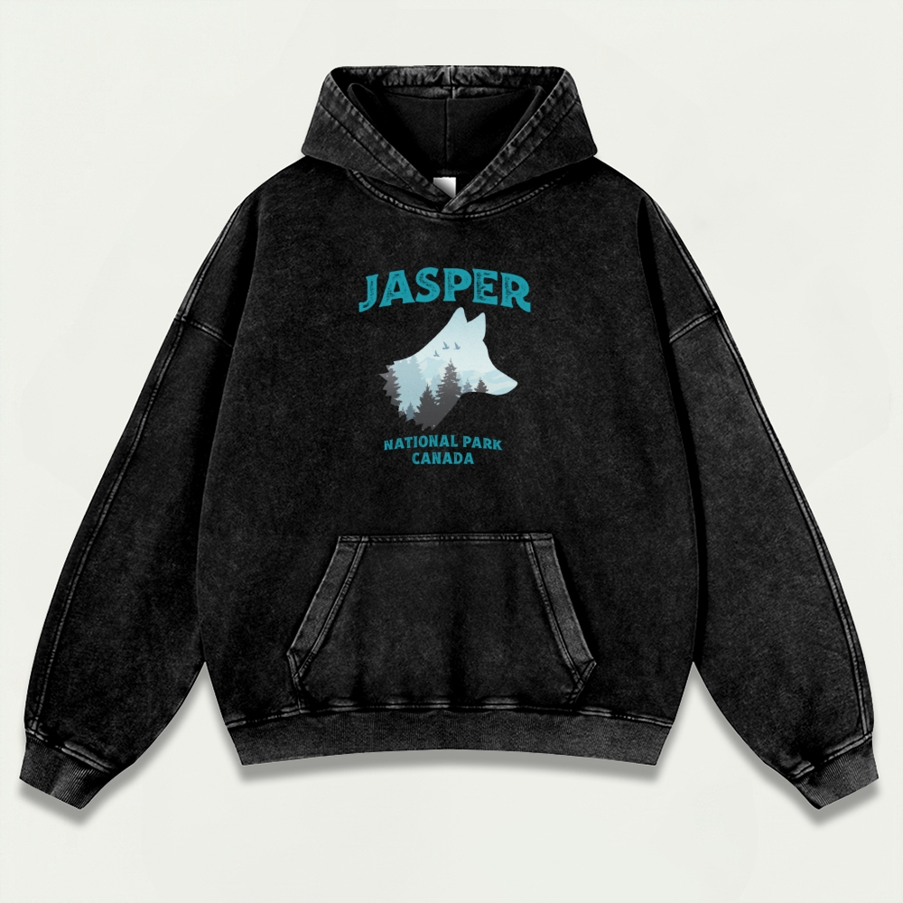 Jasper National Park Vintage Premium Heavyweight Trail Hoodie-HikeVista