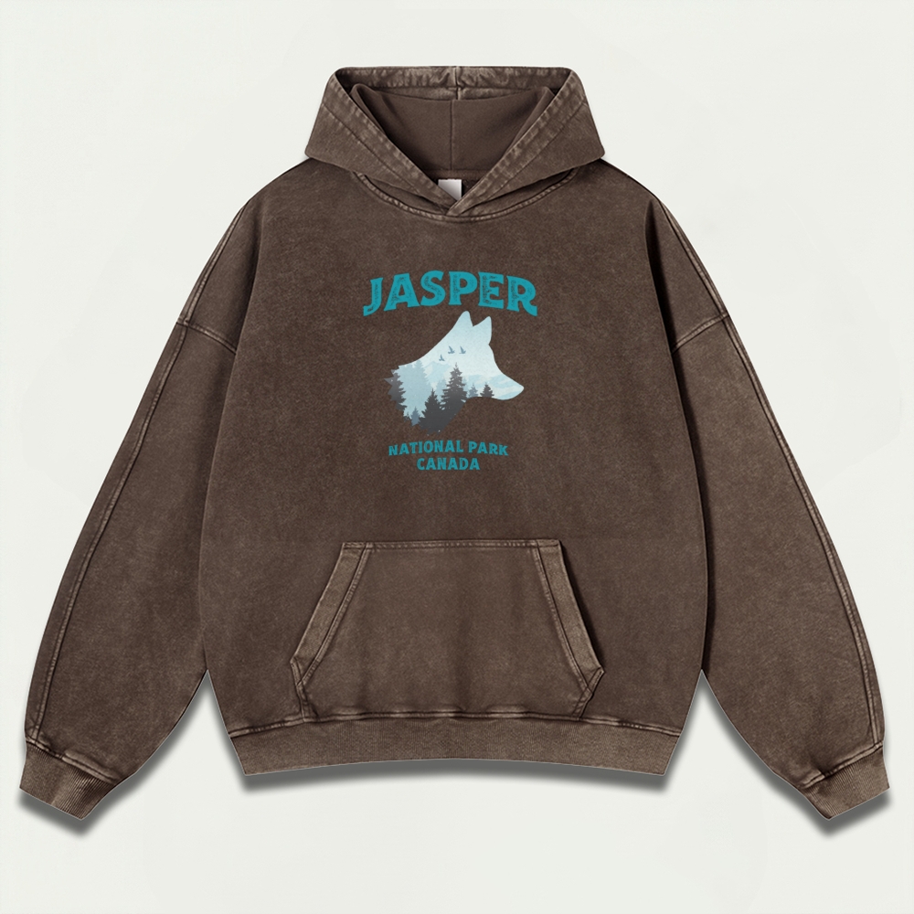 Jasper National Park Vintage Premium Heavyweight Trail Hoodie-HikeVista