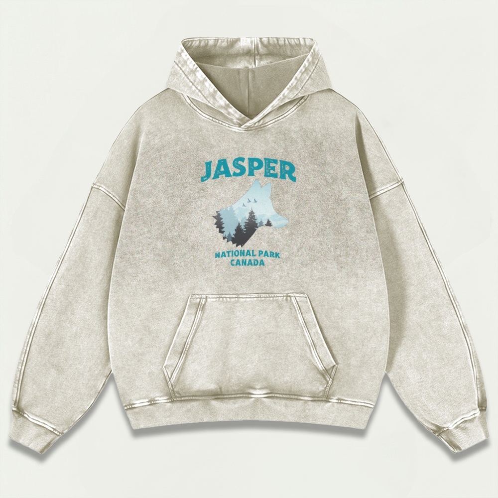 Jasper National Park Vintage Premium Heavyweight Trail Hoodie-HikeVista