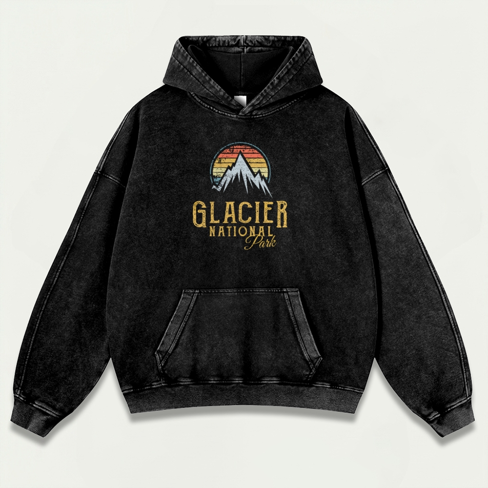 Glacier National Park Vintage Premium Heavyweight Trail Hoodie-HikeVista