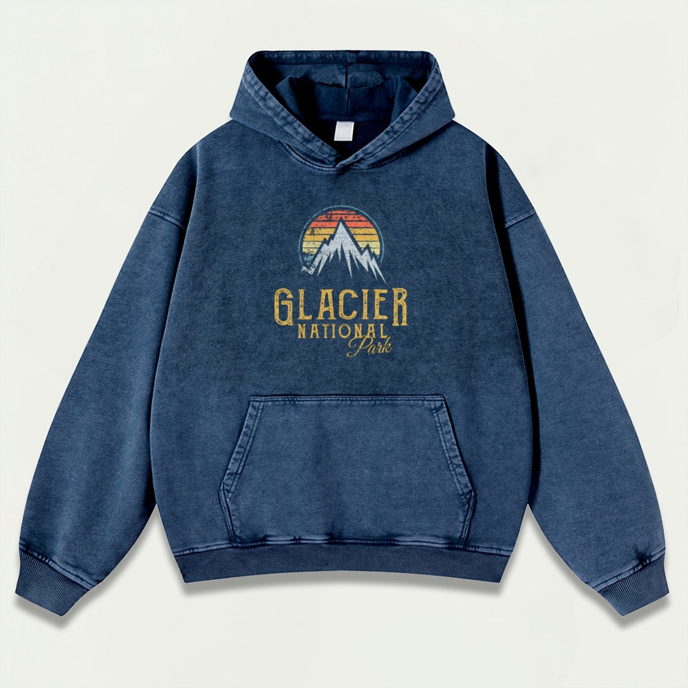 Glacier National Park Vintage Premium Heavyweight Trail Hoodie-HikeVista