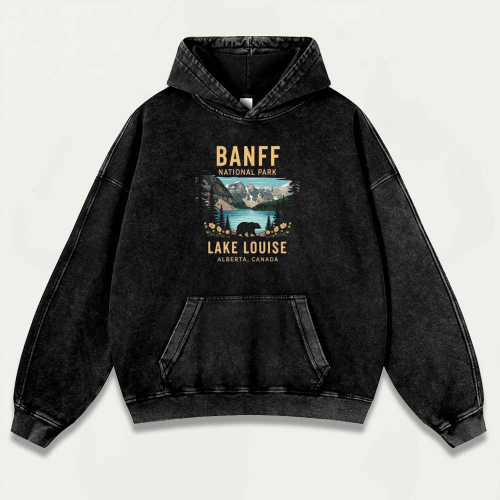 Banff National Park Vintage Premium Heavyweight Hiking Hoodie-HikeVista