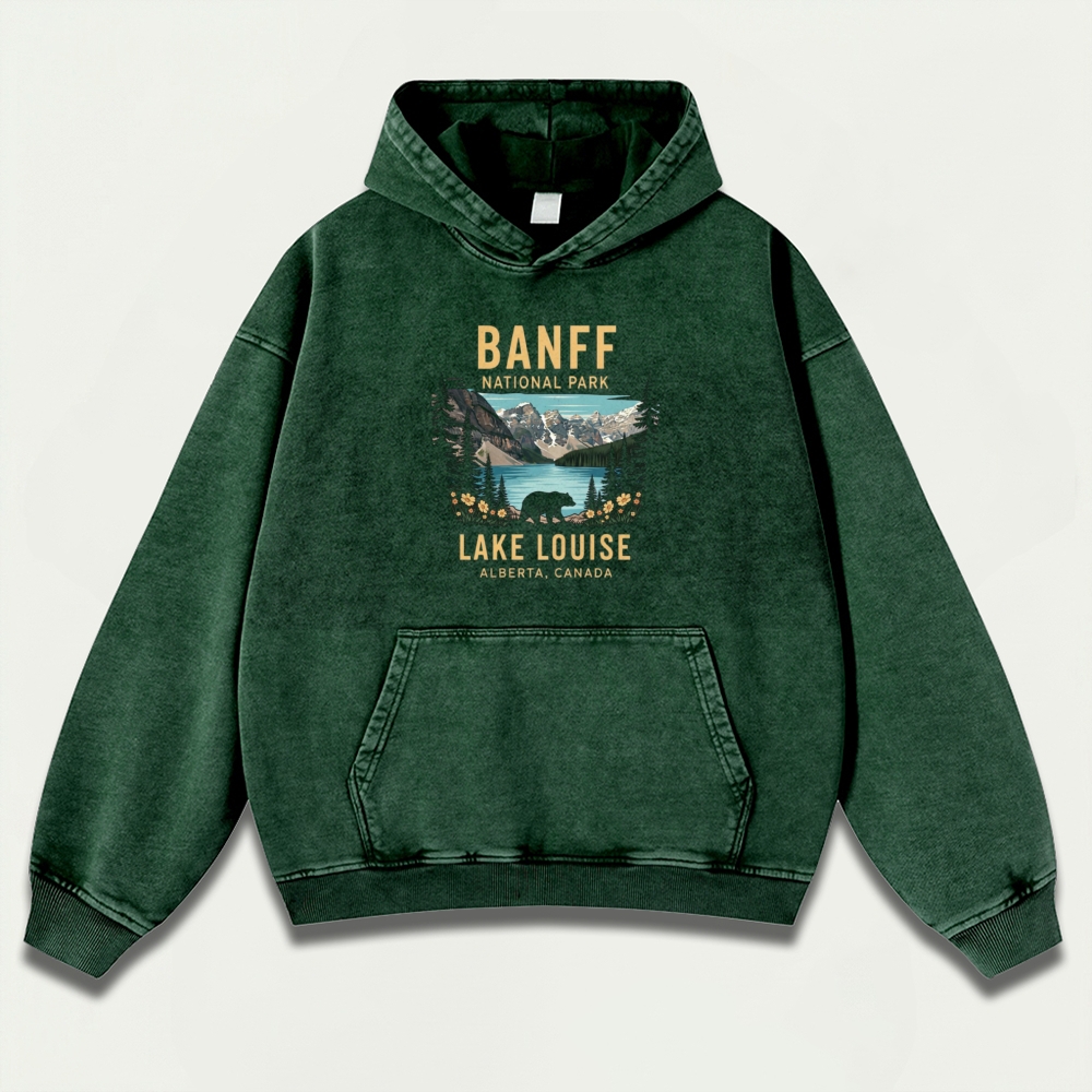 Banff National Park Vintage Premium Heavyweight Hiking Hoodie-HikeVista