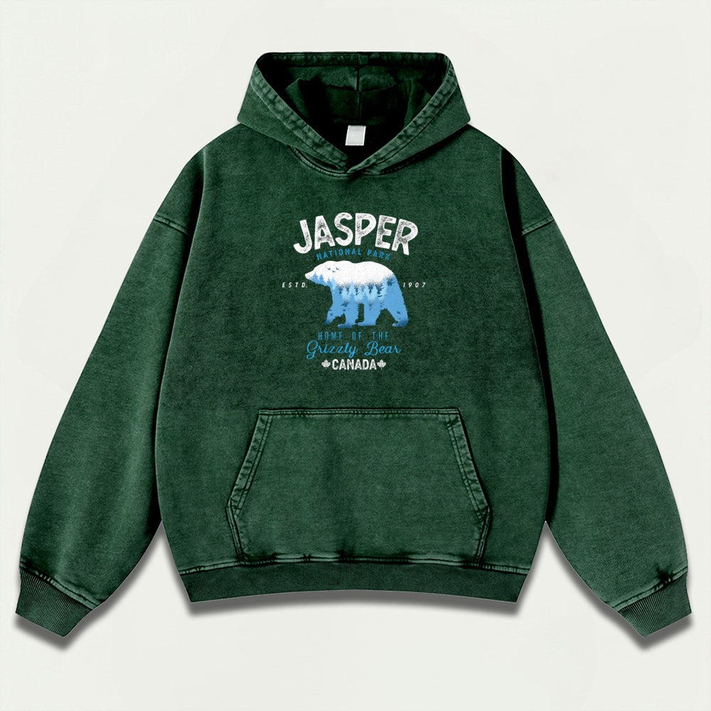 Jasper National Park Vintage Premium Heavyweight Bear Hoodie-HikeVista
