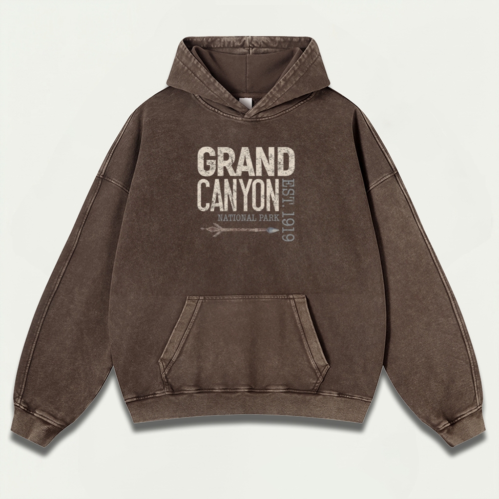 Grand Canyon National Park Vintage Premium Heavyweight Hiking Hoodie-HikeVista