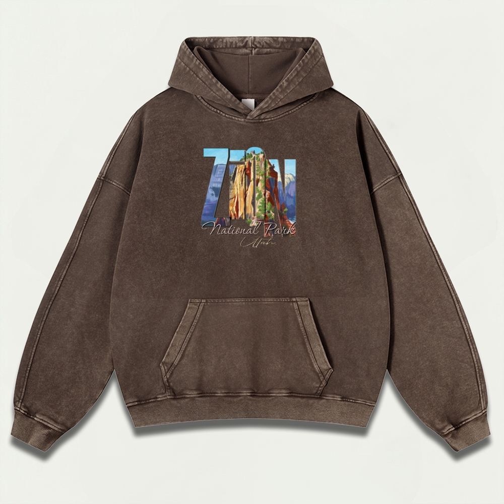 Zion National Park Vintage Premium Heavyweight Hiking Hoodie-HikeVista