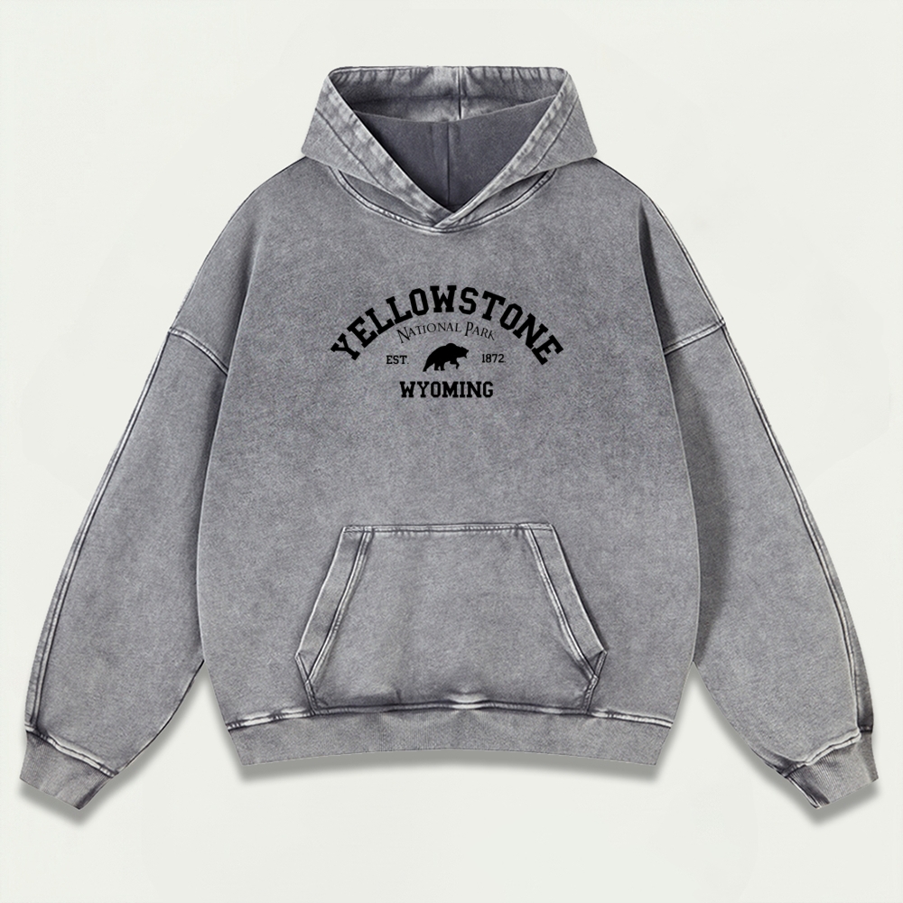 Yellowstone National Park Vintage Premium Heavyweight Trail Hoodie-HikeVista