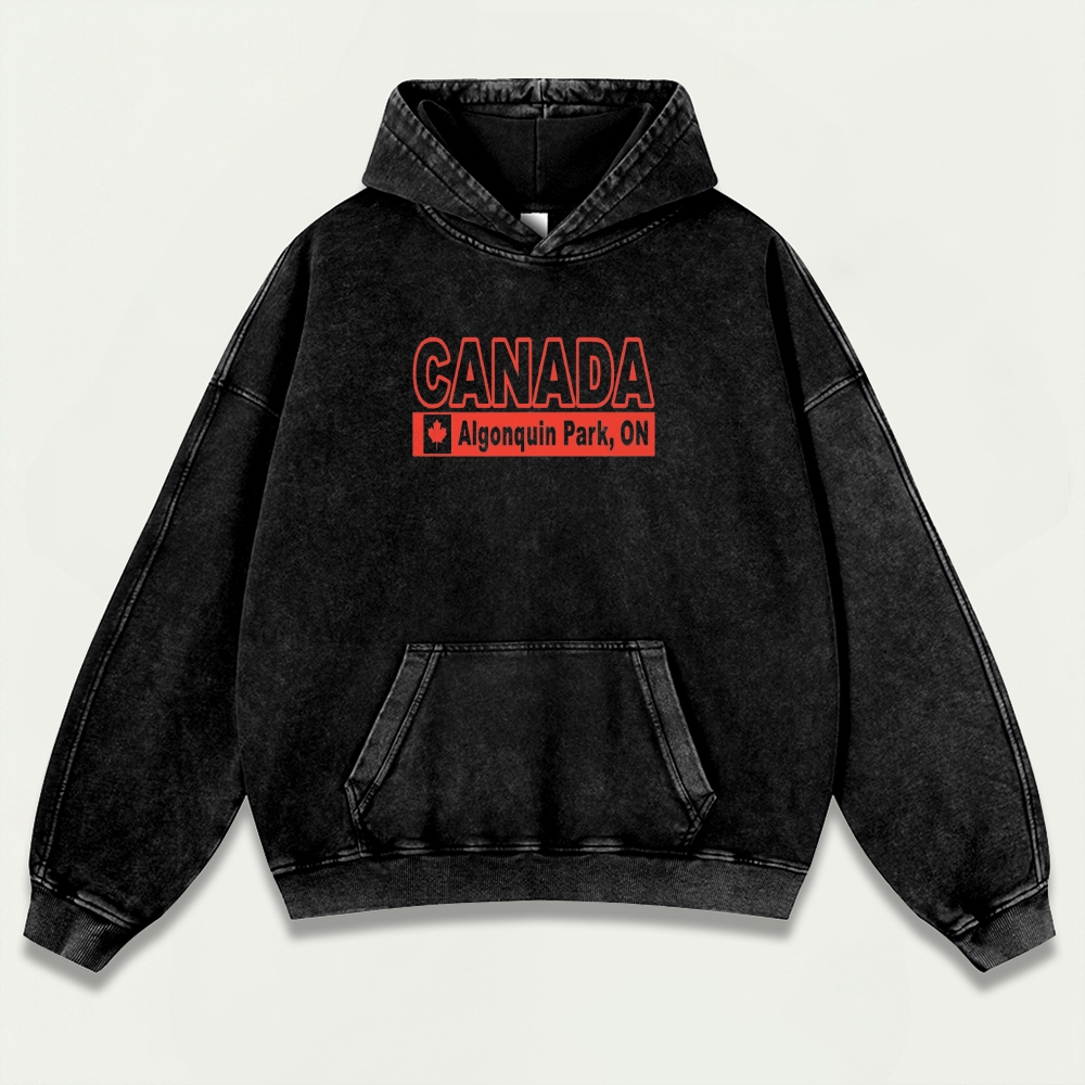 Canada Algonquin Park Vintage Premium Heavyweight Trail Hoodie-HikeVista