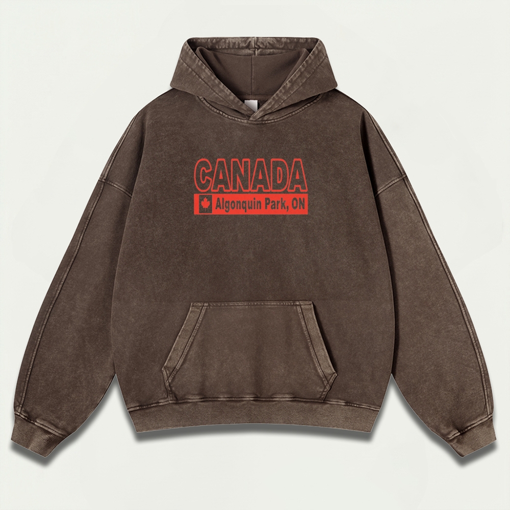 Canada Algonquin Park Vintage Premium Heavyweight Trail Hoodie-HikeVista