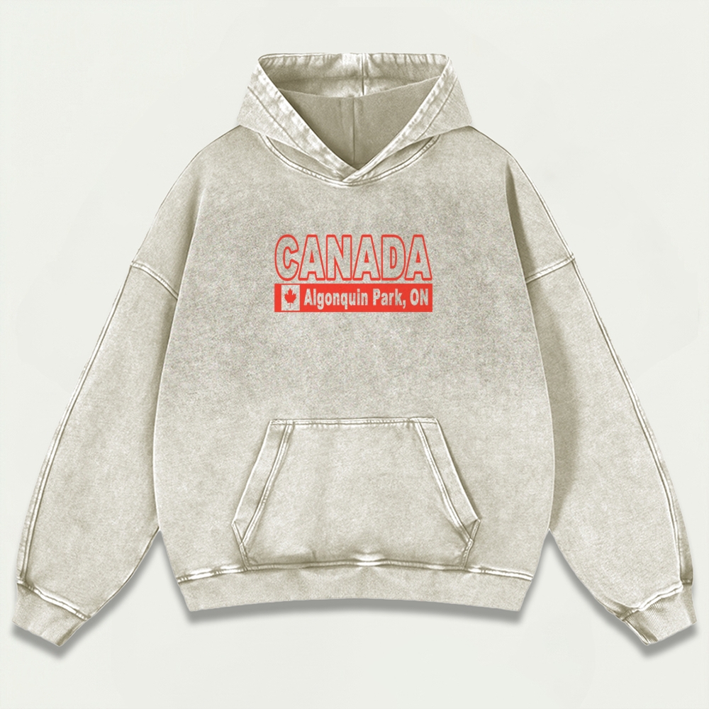 Canada Algonquin Park Vintage Premium Heavyweight Trail Hoodie-HikeVista