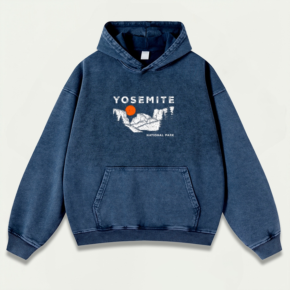Yosemite National Park Vintage Premium Heavyweight Hiking Hoodie-HikeVista