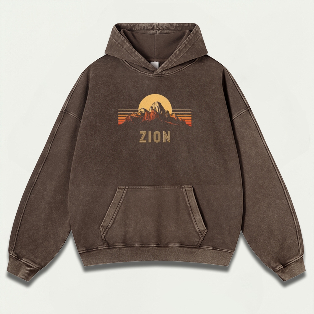 Zion National Park Vintage Premium Heavyweight Hiking Hoodie-HikeVista