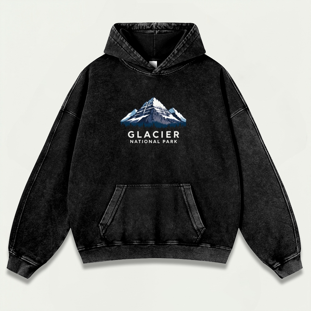 Glacier National Park Vintage Premium Heavyweight Trail Hoodie-HikeVista