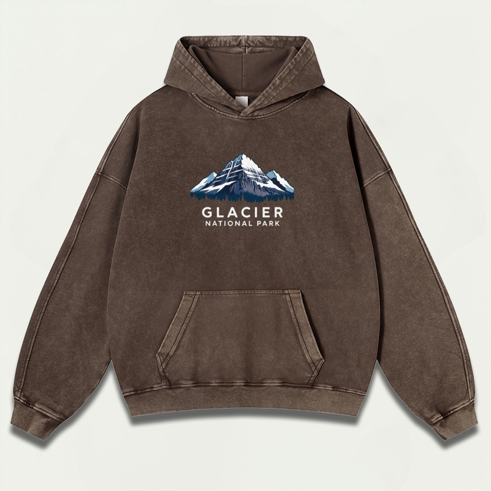 Glacier National Park Vintage Premium Heavyweight Trail Hoodie-HikeVista