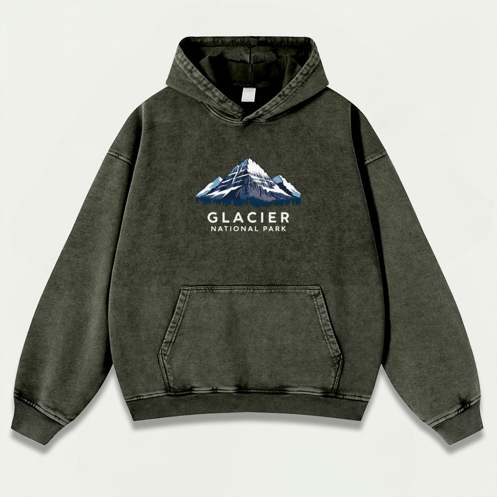 Glacier National Park Vintage Premium Heavyweight Trail Hoodie-HikeVista