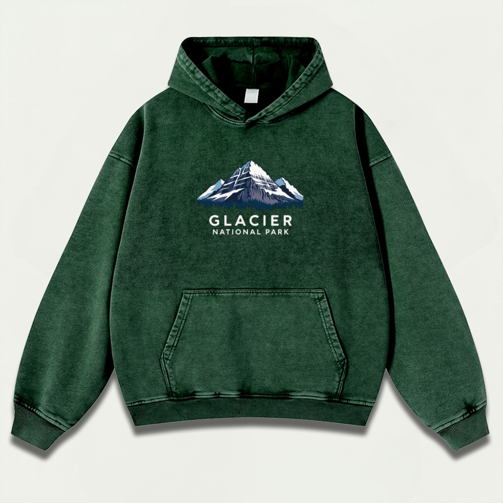 Glacier National Park Vintage Premium Heavyweight Trail Hoodie-HikeVista