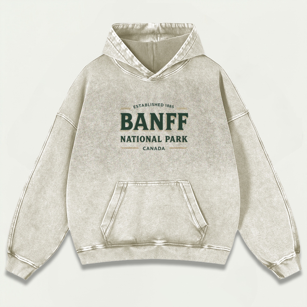Banff National Park Vintage Premium Heavyweight Trail Hoodie-HikeVista