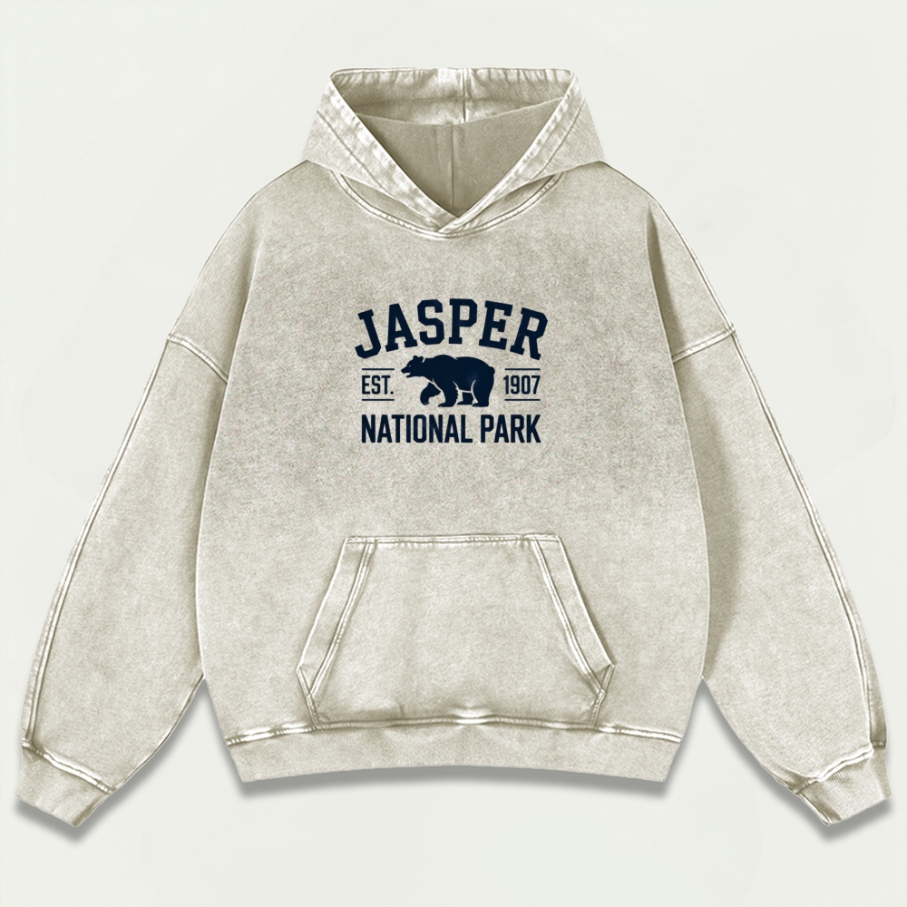 Jasper National Park Vintage Premium Heavyweight Trail Hoodie-HikeVista