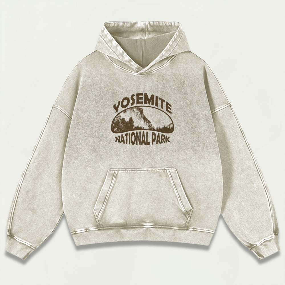Yosemite National Park Vintage Premium Heavyweight Hiking Hoodie-HikeVista
