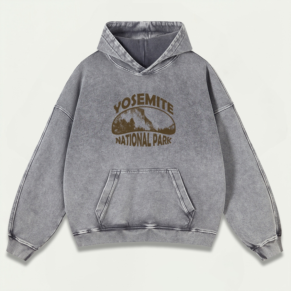 Yosemite National Park Vintage Premium Heavyweight Hiking Hoodie-HikeVista