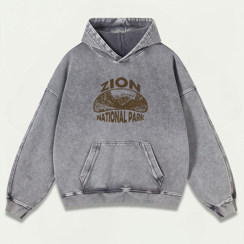 Zion National Park Vintage Premium Heavyweight Trail Hoodie-HikeVista