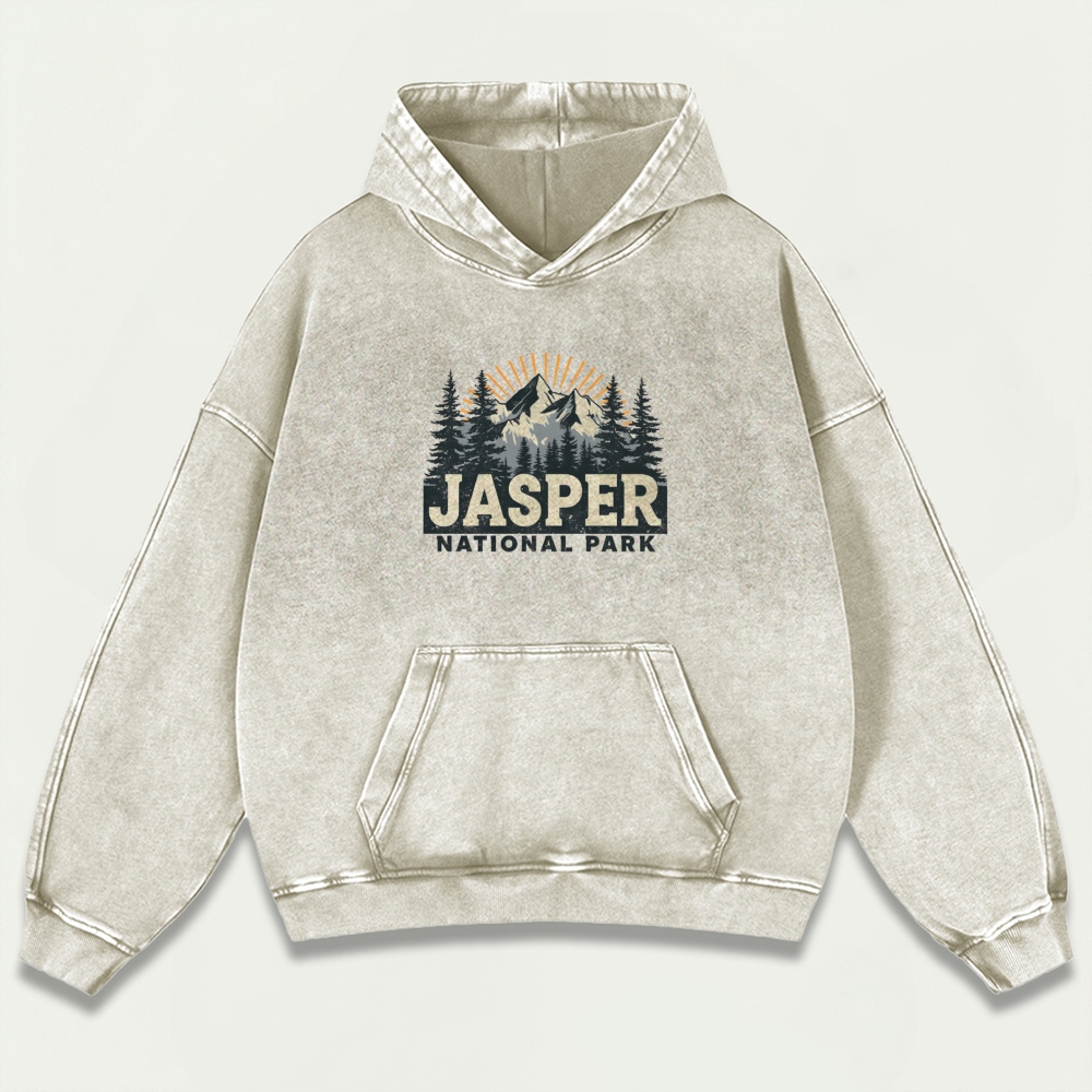 Jasper National Park Vintage Premium Heavyweight Trail Hoodie-HikeVista