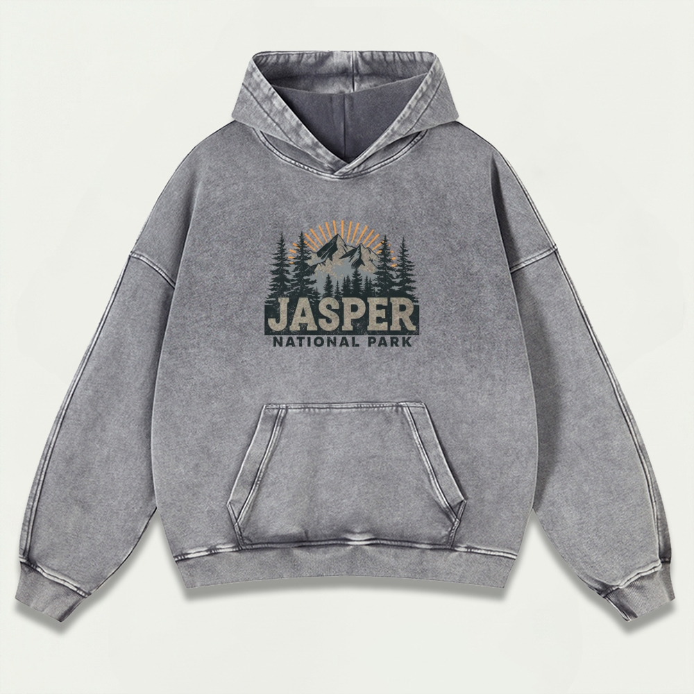 Jasper National Park Vintage Premium Heavyweight Trail Hoodie-HikeVista