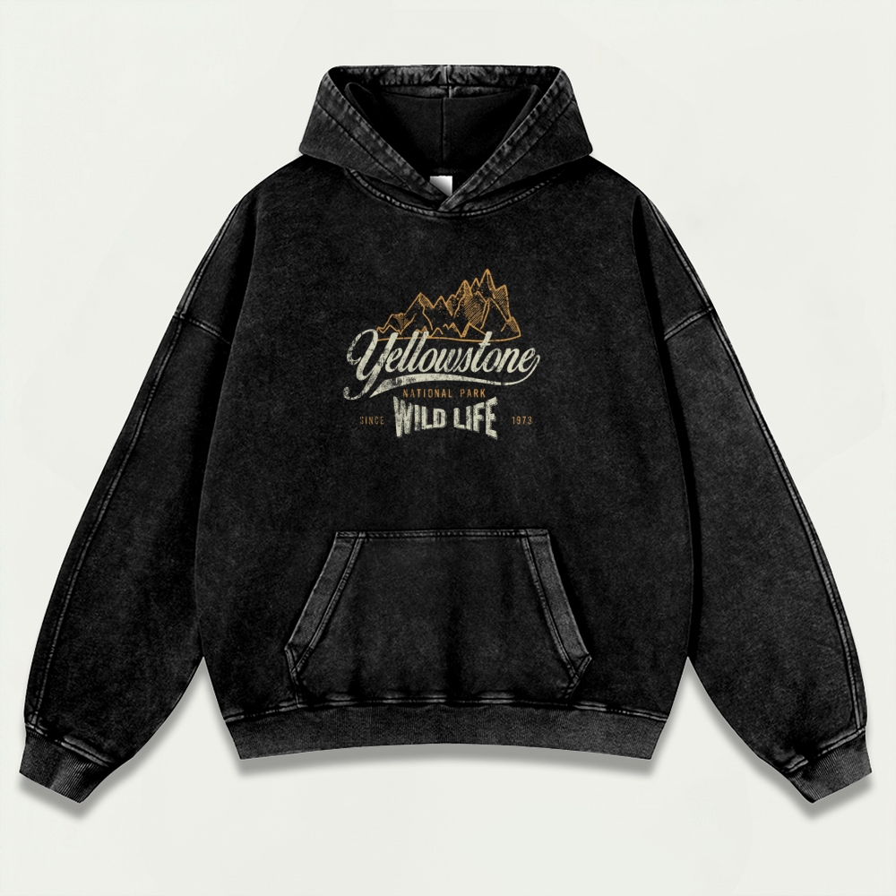 Yellowstone National Park Vintage Premium Heavyweight Trail Hoodie-HikeVista