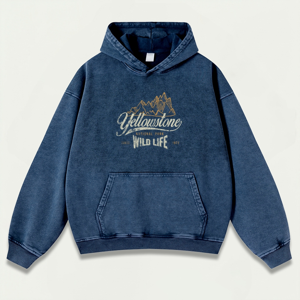 Yellowstone National Park Vintage Premium Heavyweight Trail Hoodie-HikeVista
