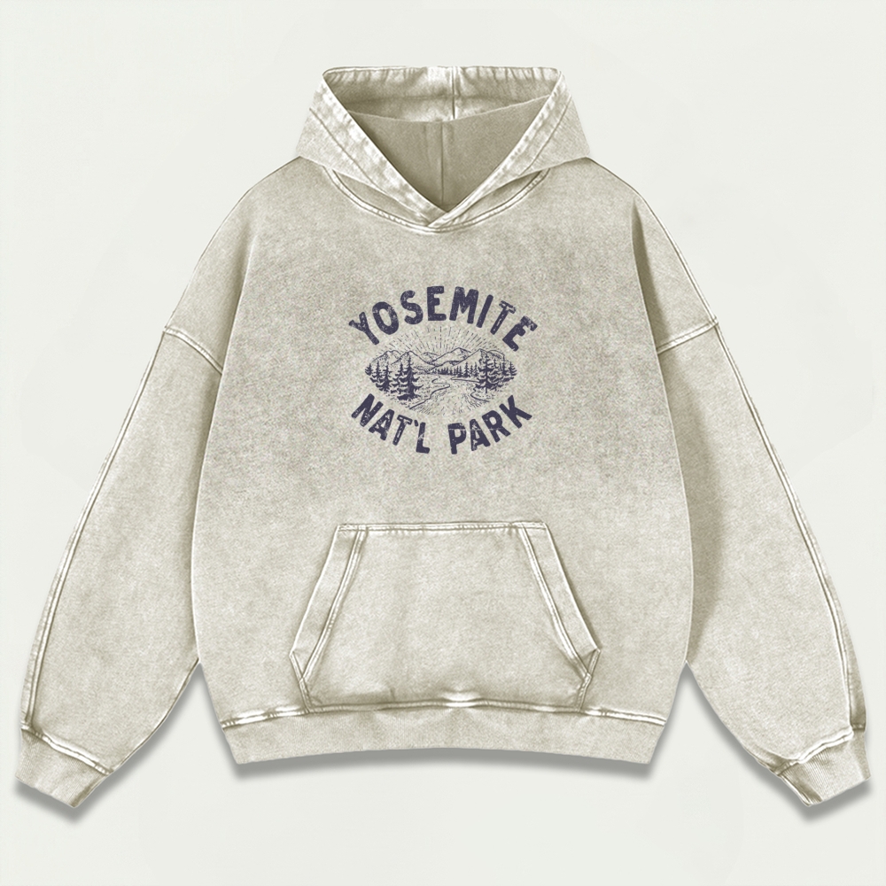 Yosemite National Park Vintage Premium Heavyweight Hiking Hoodie-HikeVista