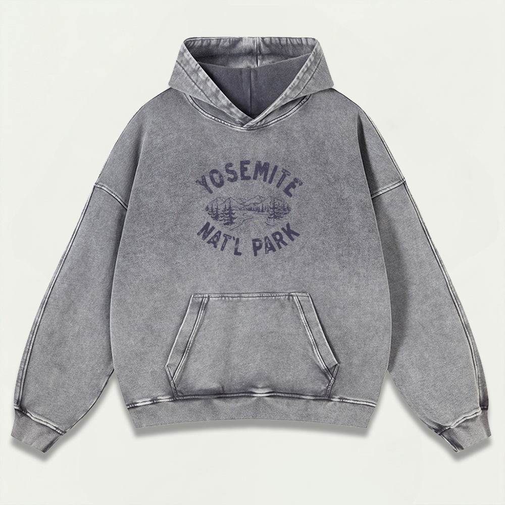 Yosemite National Park Vintage Premium Heavyweight Hiking Hoodie-HikeVista