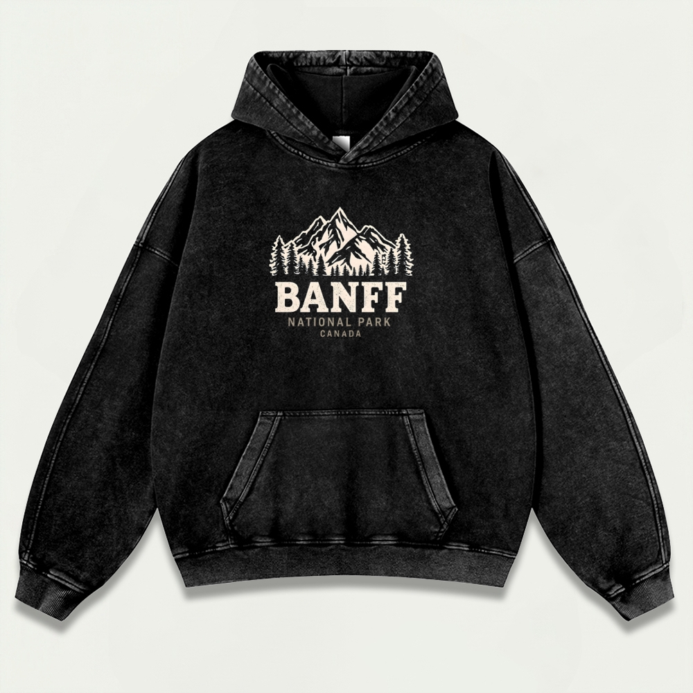 Banff National Park Vintage Premium Heavyweight Trail Hoodie-HikeVista