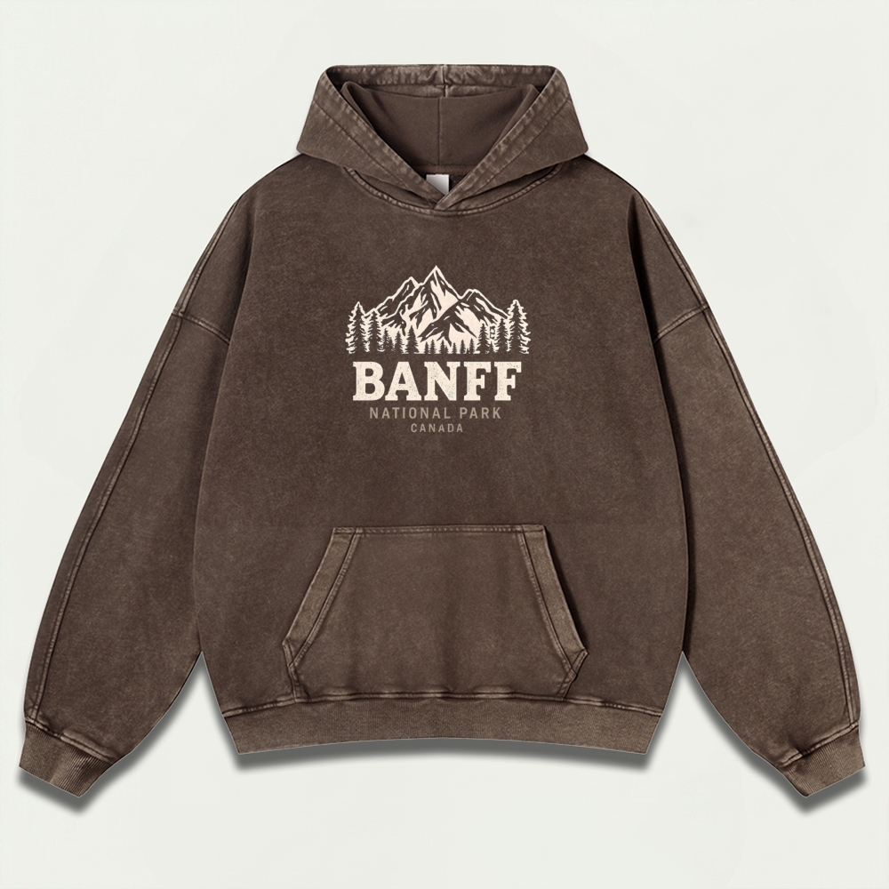 Banff National Park Vintage Premium Heavyweight Trail Hoodie-HikeVista