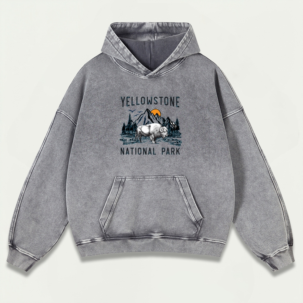 Yellowstone National Park Vintage Premium Heavyweight Trail Hoodie-HikeVista