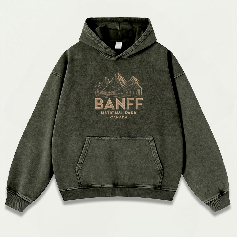 Banff National Park Vintage Premium Heavyweight Trail Hoodie-HikeVista