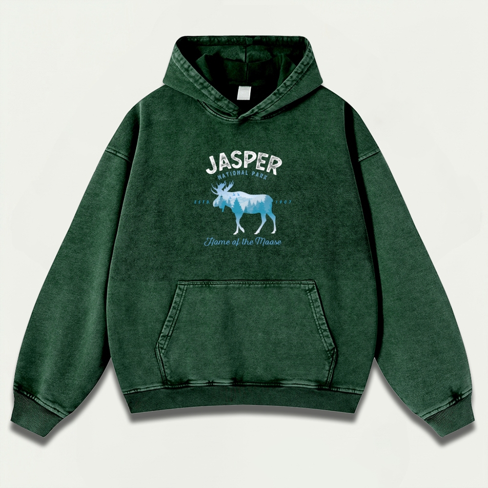 Jasper National Park Vintage Premium Heavyweight Trail Hoodie-HikeVista