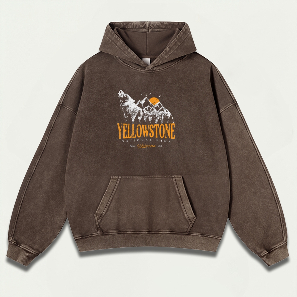 Yellowstone National Park Vintage Premium Heavyweight Trail Hoodie-HikeVista