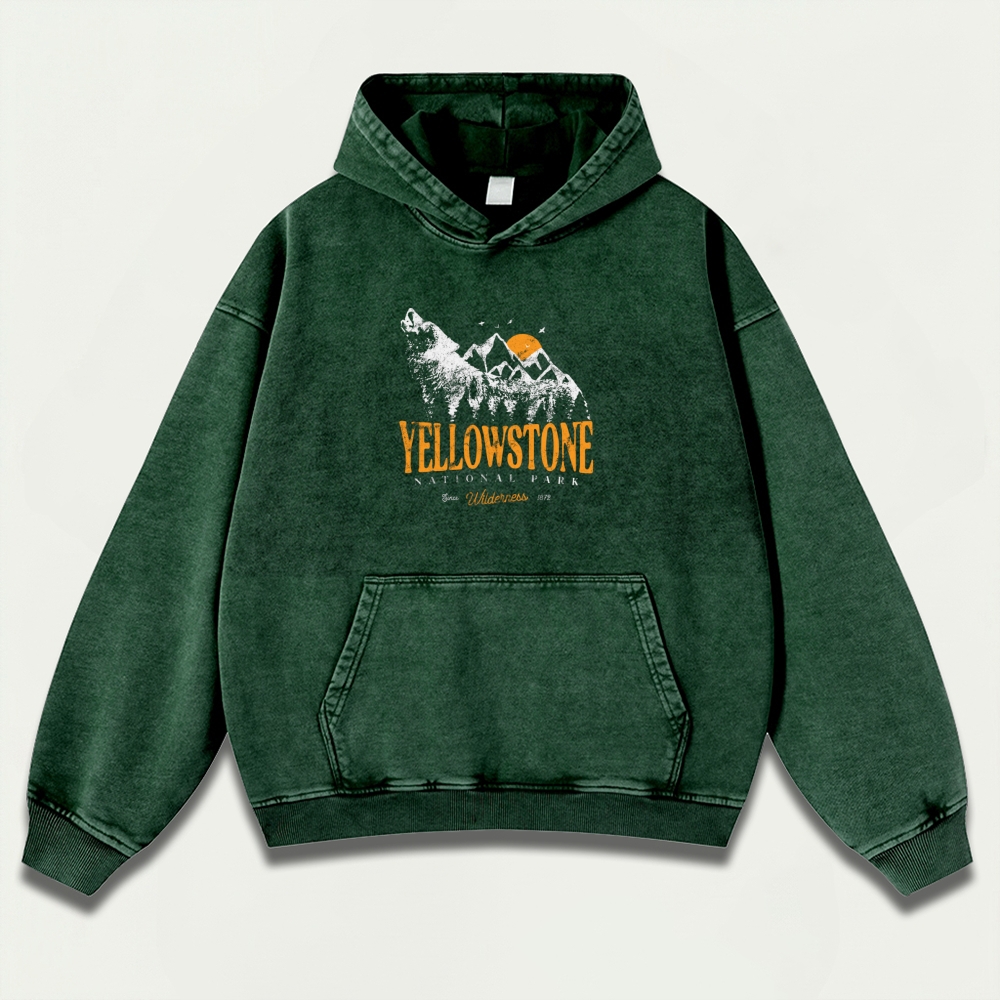 Yellowstone National Park Vintage Premium Heavyweight Trail Hoodie-HikeVista