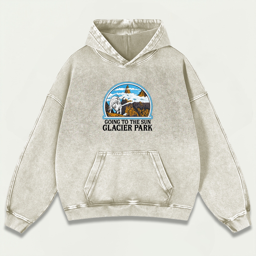 Glacier National Park Vintage Premium Heavyweight Trail Hoodie-HikeVista