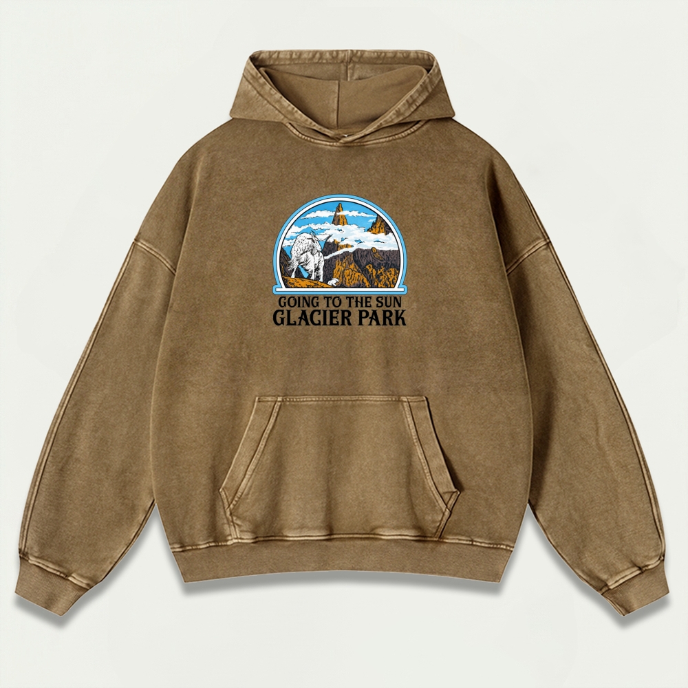 Glacier National Park Vintage Premium Heavyweight Trail Hoodie-HikeVista