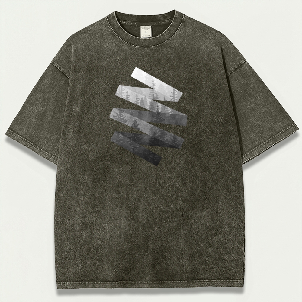 Black White Forest Vintage Organic Cotton Trail Tee-HikeVista