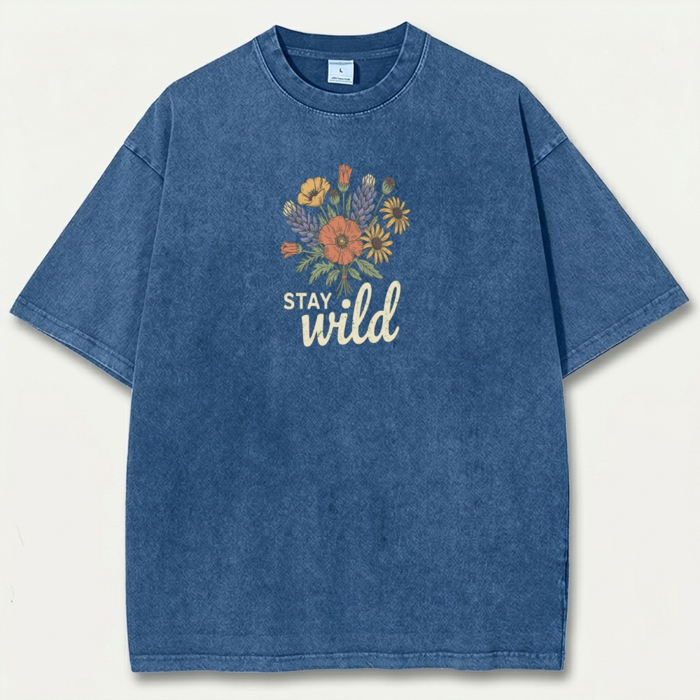 Stay Wild Flower Vintage Organic Cotton Plant Tee-HikeVista