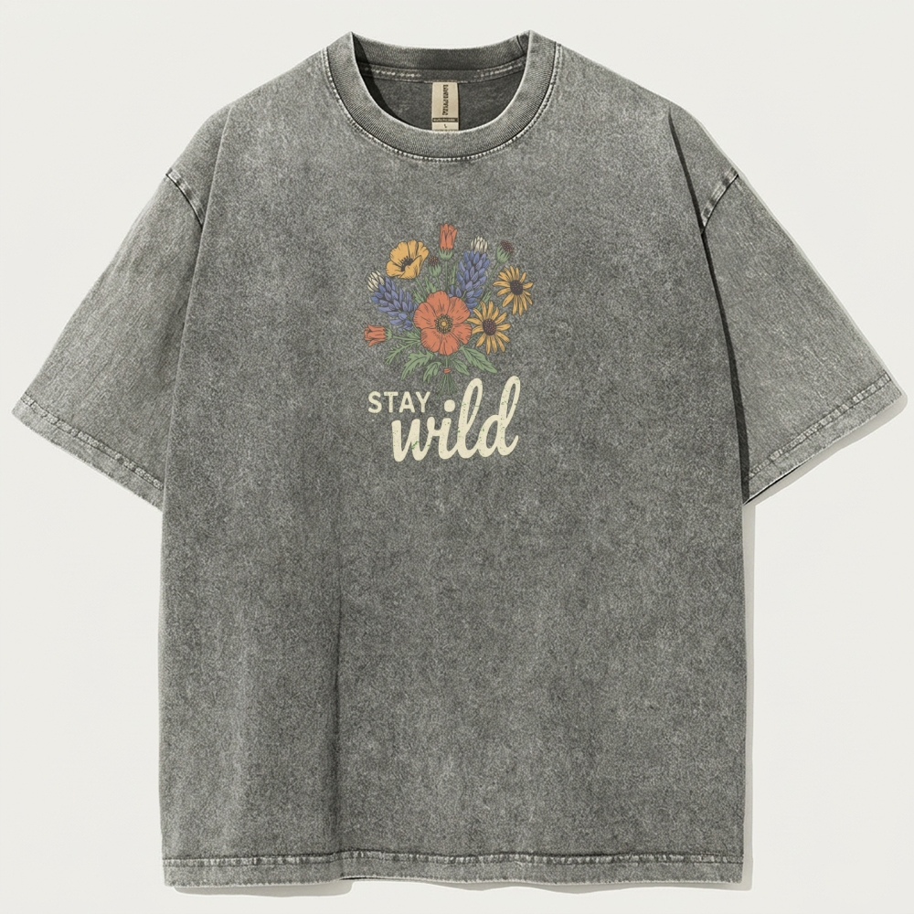 Stay Wild Flower Vintage Organic Cotton Plant Tee-HikeVista